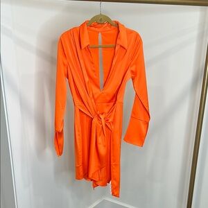 NWT ASOS- Vibrant Orange Long Sleeve Dress